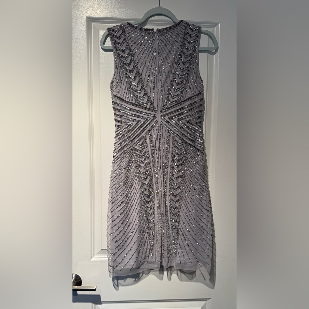 Adrianna Papell Silver Beaded Dress, Size 4 - Picture 5 of 6